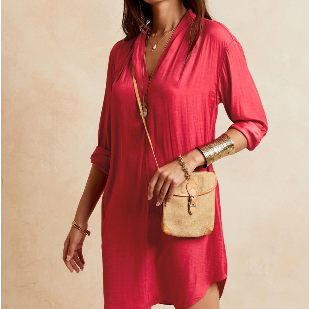Banana Republic Essential Shift Dress- XS in red sunset NWT